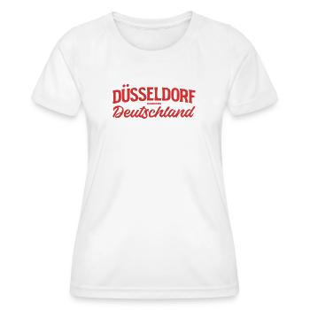 Düsseldorf Deutschland Retro Schriftlogo - Frauen Funktions-T-Shirt - Weiß - Vorne - AI Model Female 172 dark (172cm)