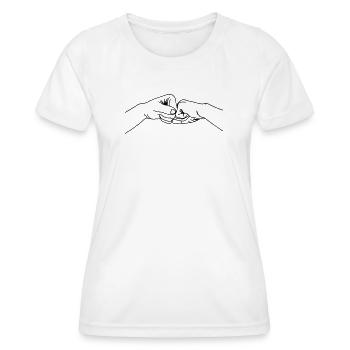 Geste de la main, collaboration, travail d’équipe - T-shirt sport Femme - blanc - Devant - AI Model Female 172 dark (172cm)