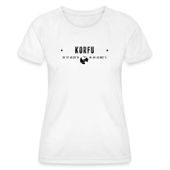 Stilisierte geografische Koordinaten auf Korfu - Frauen Funktions-T-Shirt - Weiß - Vorne - AI Model Female 172 dark (172cm)