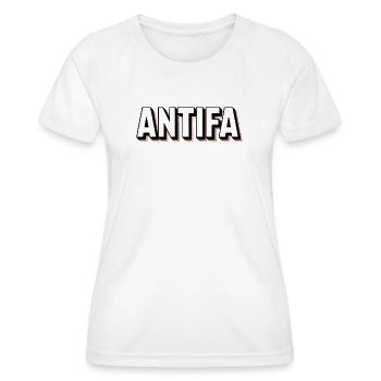 Antifa - Produits dérivés antifascistes - T-shirt sport Femme - blanc - Devant - AI Model Female 172 dark (172cm)