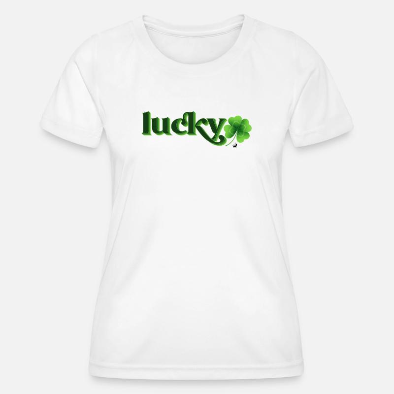 Four-leaf clover illustration with inscription - Women's Functional T-Shirt - white