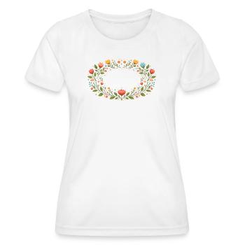 Floral Spring Frame with Flowers - Women's Functional T-Shirt - white - Front - AI Model Female 172 dark (172cm)