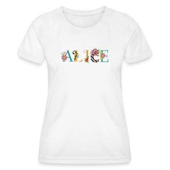 ALICE Name Art With Flowers Embroidered - Women's Functional T-Shirt - white - Front - AI Model Female 172 dark (172cm)