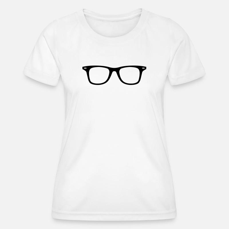 hipster glasses nerd - Women's Functional T-Shirt - white