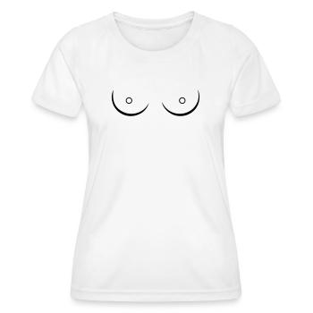 Brüste Boobies Line Art Skizze Feminismus - Frauen Funktions-T-Shirt - Weiß - Vorne - AI Model Female 172 dark (172cm)