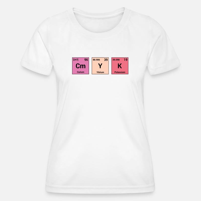 CMYK in periodic elements - Women's Functional T-Shirt - white