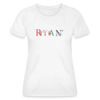 RYAN Name Art With Flowers Embroidered - Women's Functional T-Shirt - white - Front - AI Model Female 172 dark (172cm)