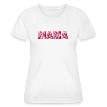 Maman Police en patchwork faite à la main - T-shirt sport Femme - blanc - Devant - AI Model Female 172 dark (172cm)