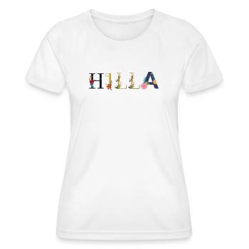 HILLA name decorated with flowers - Women's Functional T-Shirt - white - Front - AI Model Female 172 dark (172cm)
