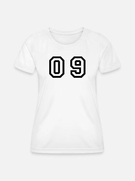 Nummer - 09 - Null neun - Frauen Funktions-T-Shirt - Weiß