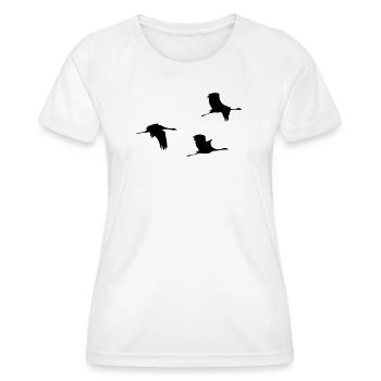 Grues volantes Vecteur - T-shirt sport Femme - blanc - Devant - AI Model Female 172 dark (172cm)