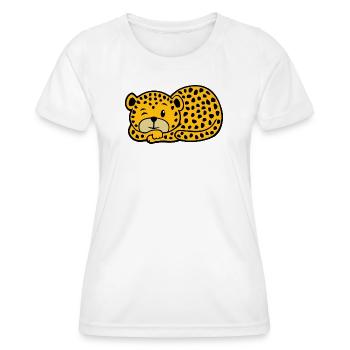 Léopard qui dort - T-shirt sport Femme - blanc - Devant - AI Model Female 172 dark (172cm)