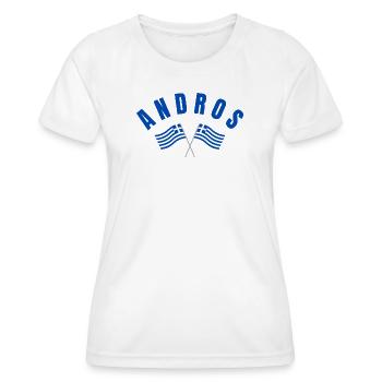 Andros Crossed Greek Flags  - Women's Functional T-Shirt - white - Front - AI Model Female 172 dark (172cm)