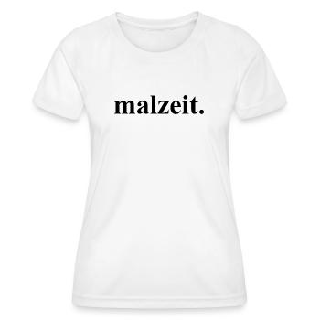 malzeit - Diction cool - Repas - Bon appétit - T-shirt sport Femme - blanc - Devant - AI Model Female 172 dark (172cm)