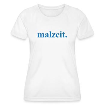 malzeit - Diction cool - Repas - Bon appétit - T-shirt sport Femme - blanc - Devant - AI Model Female 172 dark (172cm)