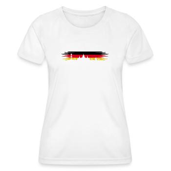 Hannover Deutschland Flagge Niedersachsen Skyline - Frauen Funktions-T-Shirt - Weiß - Vorne - AI Model Female 172 dark (172cm)