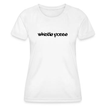 1990s rave style "Whistle posse"  - Women's Functional T-Shirt - white - Front - AI Model Female 172 dark (172cm)