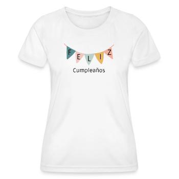 Feliz Cumpleaños Banner-Happy Birthday-All the best - Women's Functional T-Shirt - white - Front - AI Model Female 172 dark (172cm)