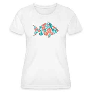 Tropical Flower Fish Silhouette - Women's Functional T-Shirt - white - Front - AI Model Female 172 dark (172cm)