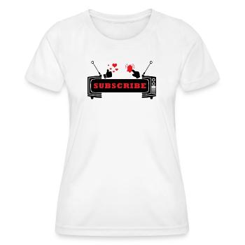 Heart and Bell Subscribe Icon Design - Women's Functional T-Shirt - white - Front - AI Model Female 172 dark (172cm)