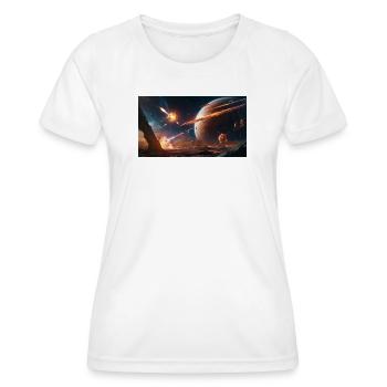 Bataille dans la mer d’étoiles Effondrement planétaire - T-shirt sport Femme - blanc - Devant - AI Model Female 172 dark (172cm)