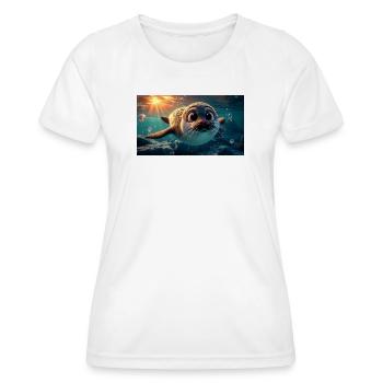 Süßes Robben Baby mit Knopfaugen im Meer - Frauen Funktions-T-Shirt - Weiß - Vorne - AI Model Female 172 dark (172cm)