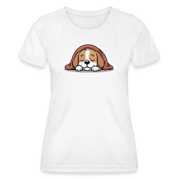 Schlafendes Beagle Kuscheltier - Frauen Funktions-T-Shirt - Weiß - Vorne - AI Model Female 172 dark (172cm)