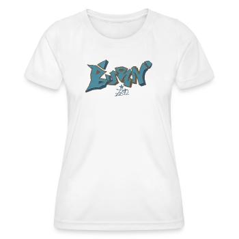Berliner Graffiti Blau Outline - Frauen Funktions-T-Shirt - Weiß - Vorne - AI Model Female 172 dark (172cm)