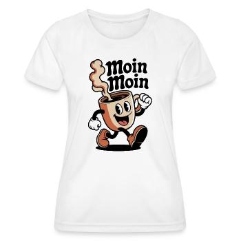 Tasse de dessins animés Coffee Joy - T-shirt sport Femme - blanc - Devant - AI Model Female 172 dark (172cm)