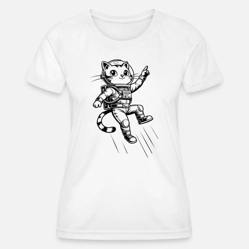 Cat Astronaut - Women's Functional T-Shirt - white