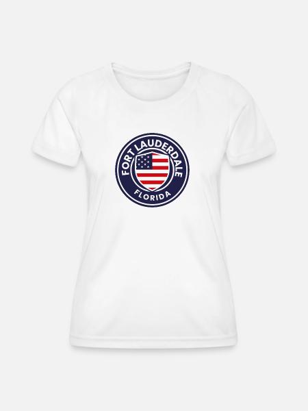 Fort Lauderdale-Flaggenemblem - Frauen Funktions-T-Shirt - Weiß