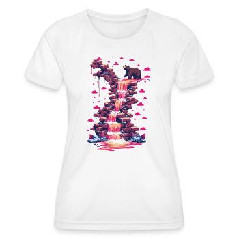 Pinker Wasserfall mit Bärenlicht - Frauen Funktions-T-Shirt - Weiß - Vorne - AI Model Female 172 dark (172cm)