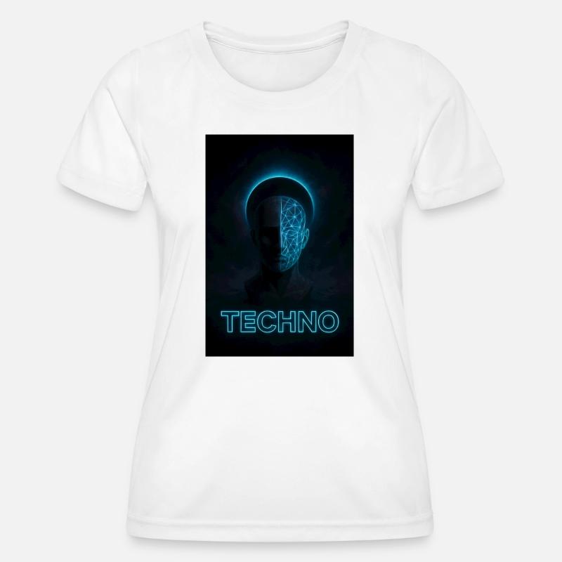 Futuristic Techno Portrait Design - Women's Functional T-Shirt - white