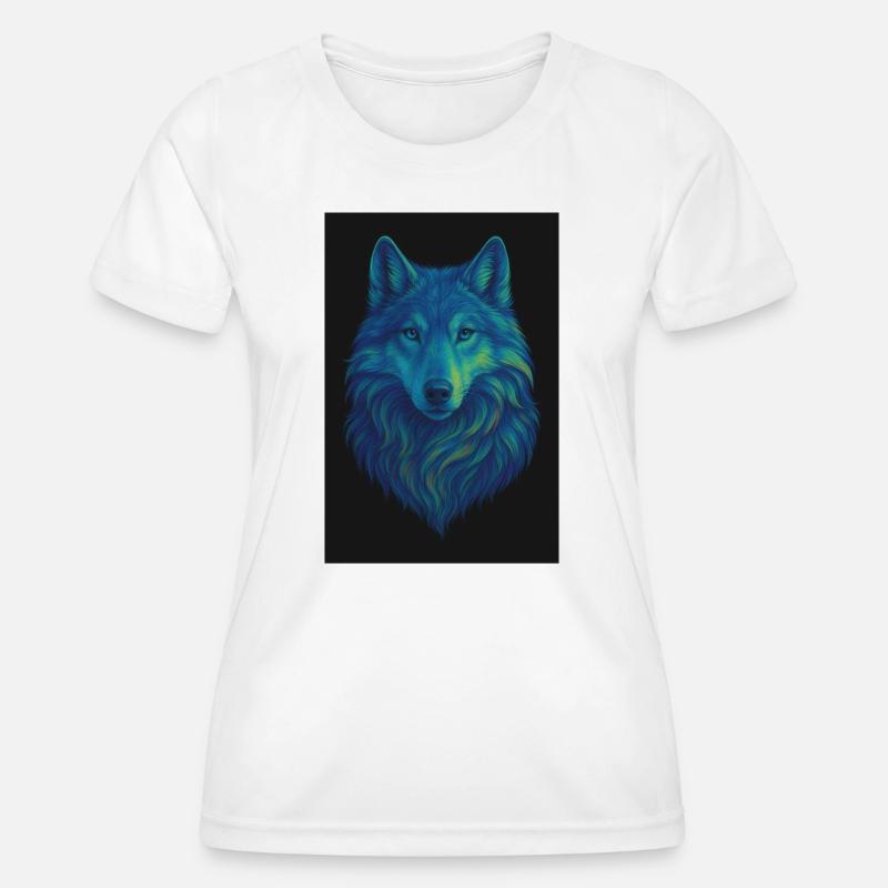 Neon Wolf Colored Wolf Portrait - Women's Functional T-Shirt - white
