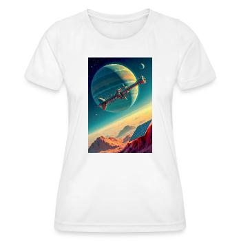 L’humanité trouve enfin sa nouvelle maison dans l’espace - T-shirt sport Femme - blanc - Devant - AI Model Female 172 dark (172cm)