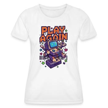 Play Again: Retro Katzen-Arcade - Frauen Funktions-T-Shirt - Weiß - Vorne - AI Model Female 172 dark (172cm)