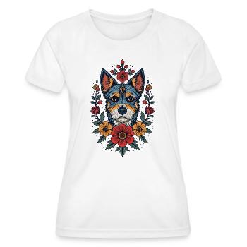 Flowers Dog Terrier Portrait - Women's Functional T-Shirt - white - Front - AI Model Female 172 dark (172cm)