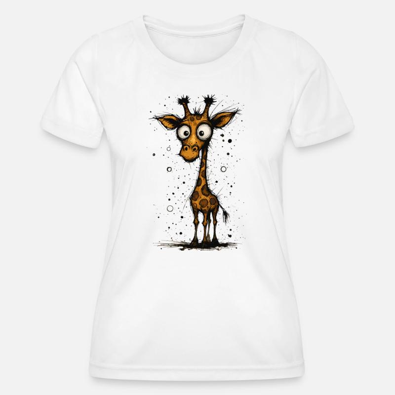 Funny giraffe with big eyes – comic splash - Women's Functional T-Shirt - white
