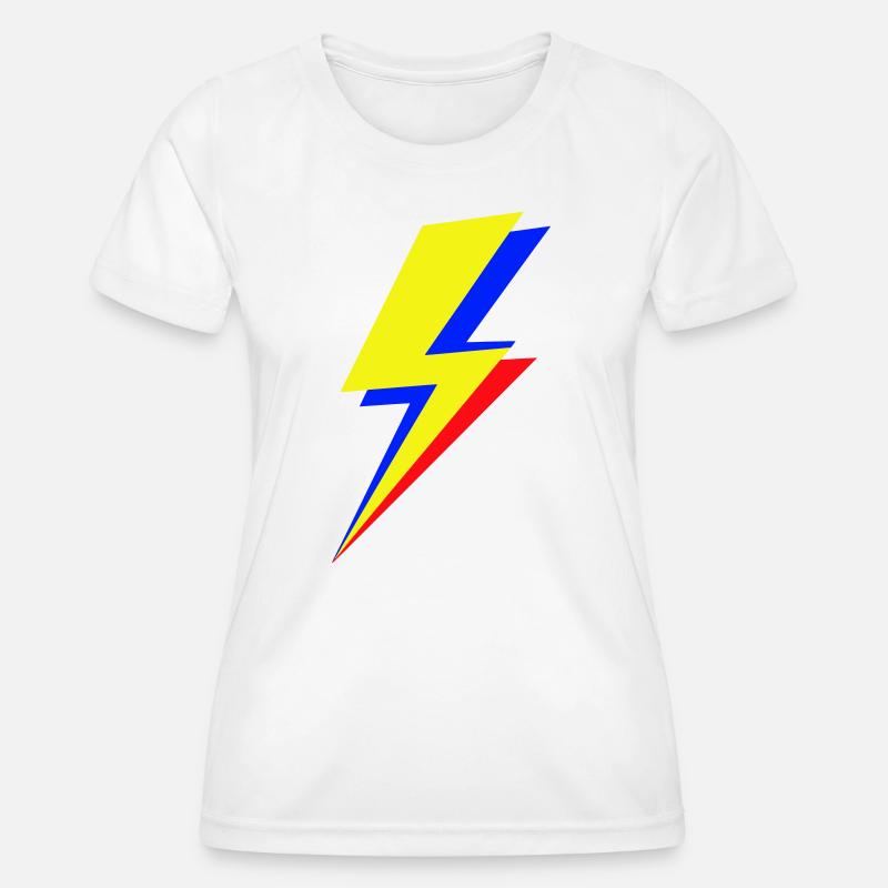 Geometric multicolor lightning bolt - Women's Functional T-Shirt - white