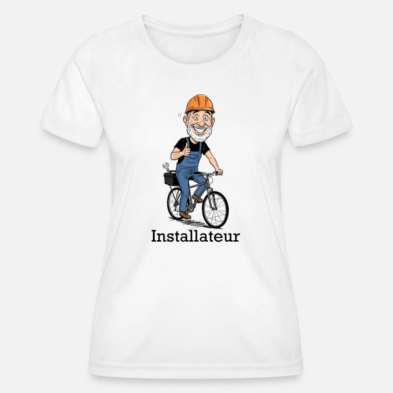 Construction Worker Bicycle Hero - Women's Functional T-Shirt - white