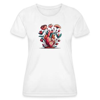 Blumenherz Anatomie Burst - Frauen Funktions-T-Shirt - Weiß - Vorne - AI Model Female 172 dark (172cm)