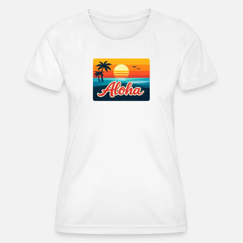 Aloha Sunset Palm Trees - Women's Functional T-Shirt - white