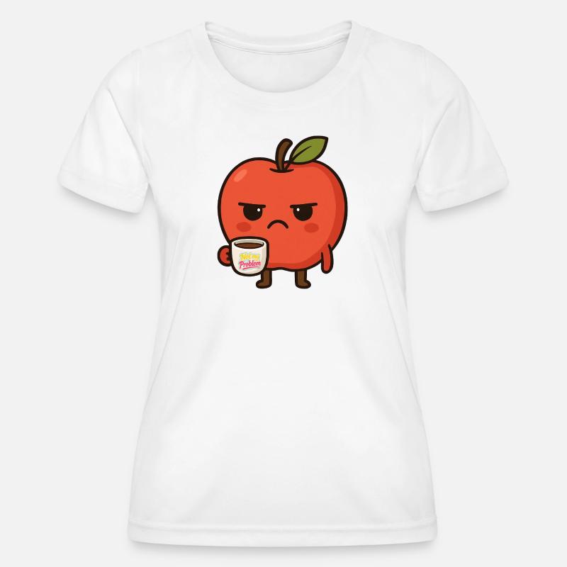 Grumpy Kawaii Apple - Funny Not My Problem Meme - Women's Functional T-Shirt - white