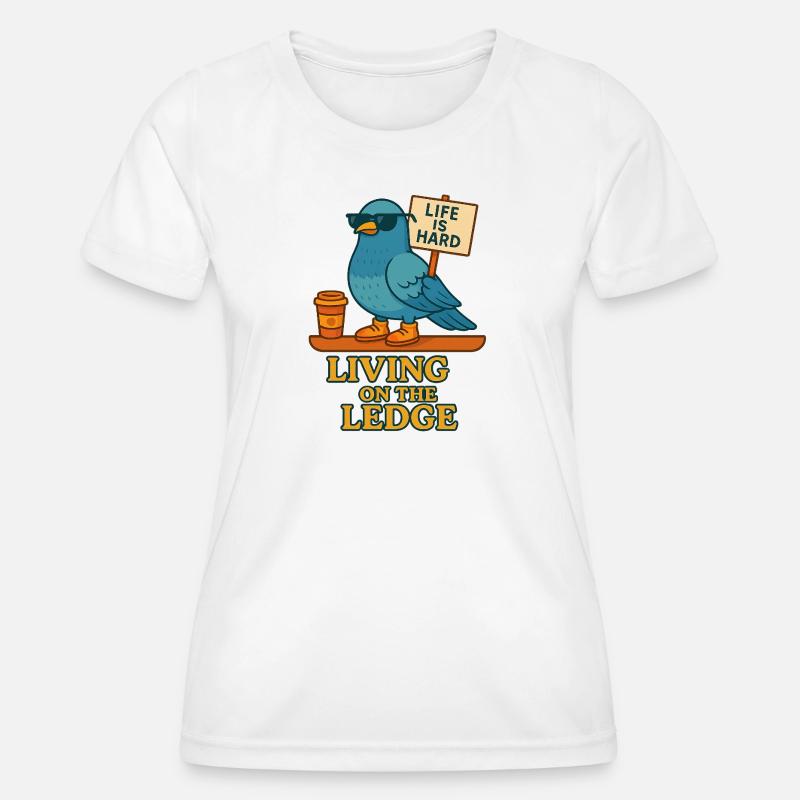 Funny Dove with Shield & Coffee - Women's Functional T-Shirt - white