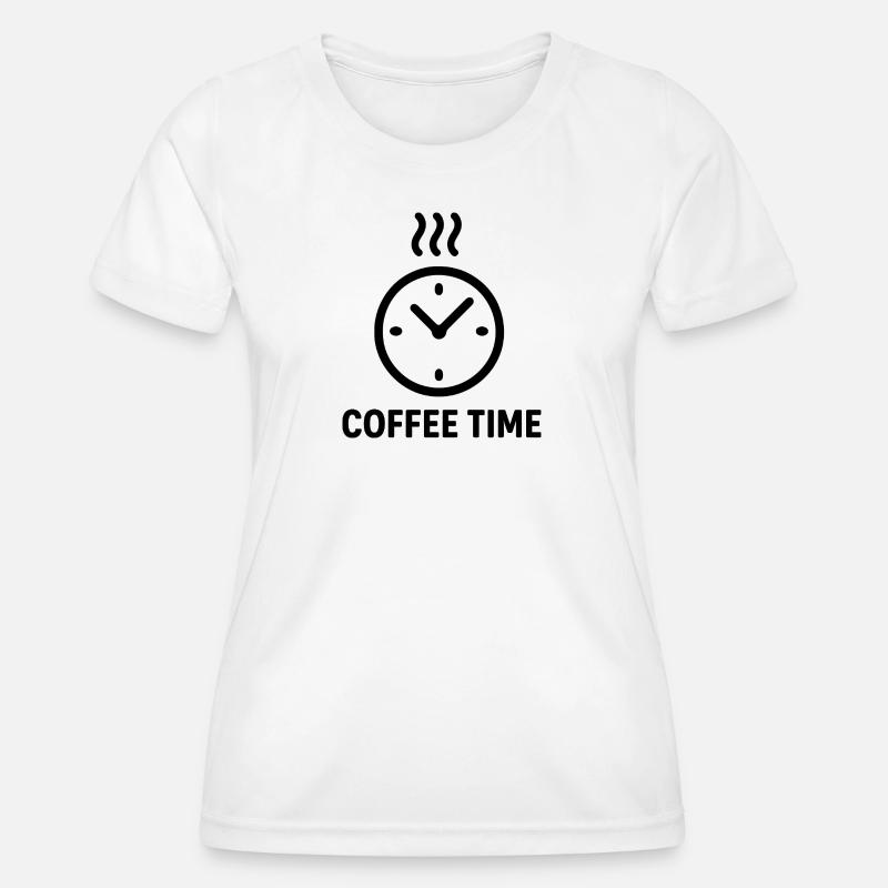 Coffee Time Clock Illustration - Women's Functional T-Shirt - white