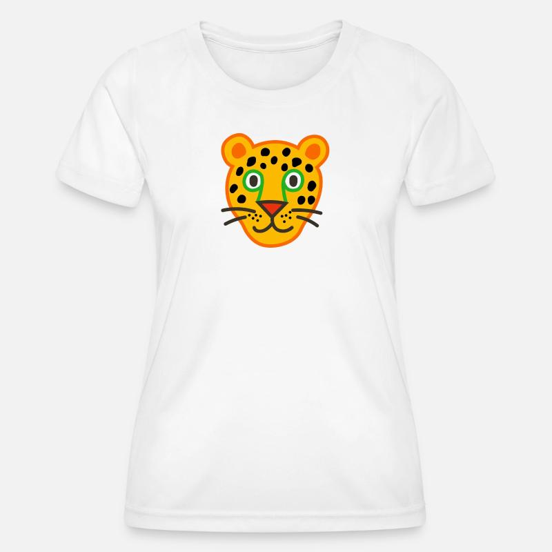 Cute Leopard Face Illustration - Women's Functional T-Shirt - white