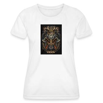 Odin Kriegsvater mit Raben und Wölfen - Frauen Funktions-T-Shirt - Weiß - Vorne - AI Model Female 172 dark (172cm)