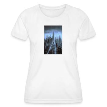 Paysage urbain futuriste la nuit - T-shirt sport Femme - blanc - Devant - AI Model Female 172 dark (172cm)