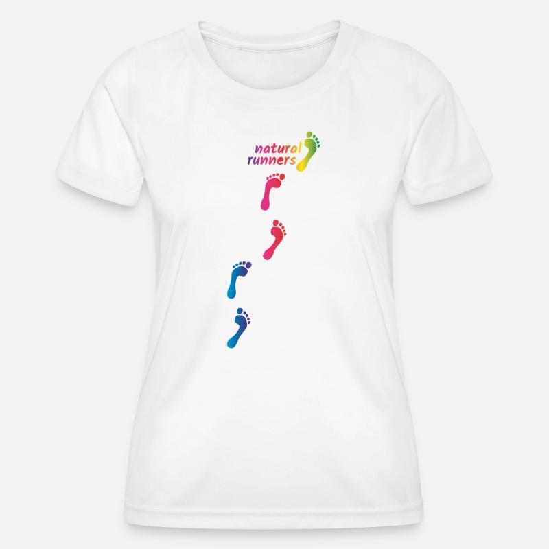 Rainbow Footprints - go barefoot through life - Women's Functional T-Shirt - white