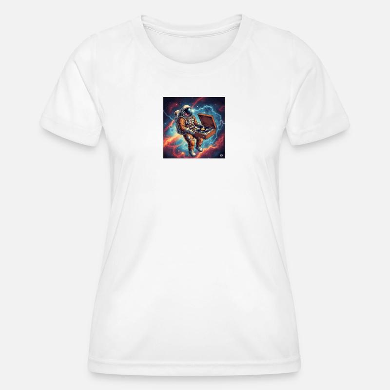 Space DJ Astronaut with Turntable - Women's Functional T-Shirt - white